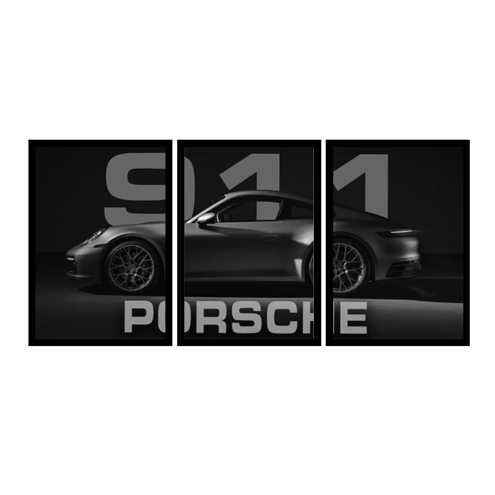 Djane Studio Car Wall Frame | Living Room Car Wall Frame | Gaming Room Decor | Pack of 3 | Size 18x12 Inch